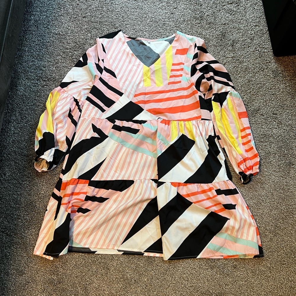 Colorful Geometric Patterned Dress